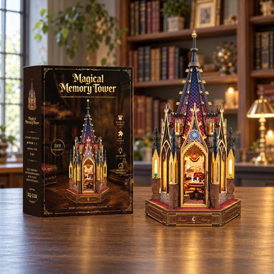 Magical Memory Tower accanto alla confezione