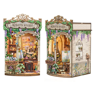 Book Nook - Monet's Impression Gesamtansicht mit präzise geschnittenen Holzteilen und hochwertiger Verarbeitung