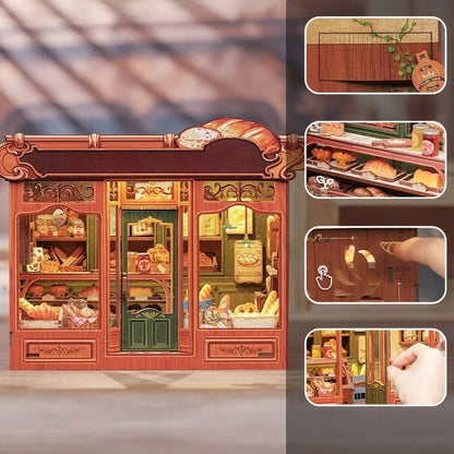 Nahaufnahme des Book Nook - Mrs.Hunt Bakery mit reichhaltigen Details