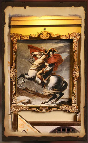 Armi, finestra, cassa, cannone e soldati in miniatura del Napoléon