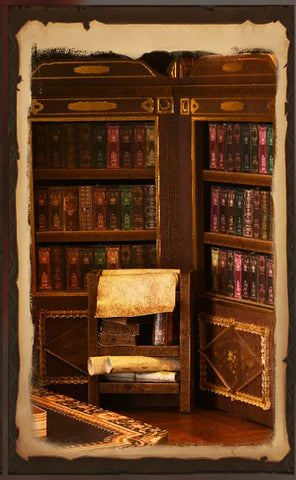 Book Nook Napoléon illuminato con studio, seggio imperiale e scena militare