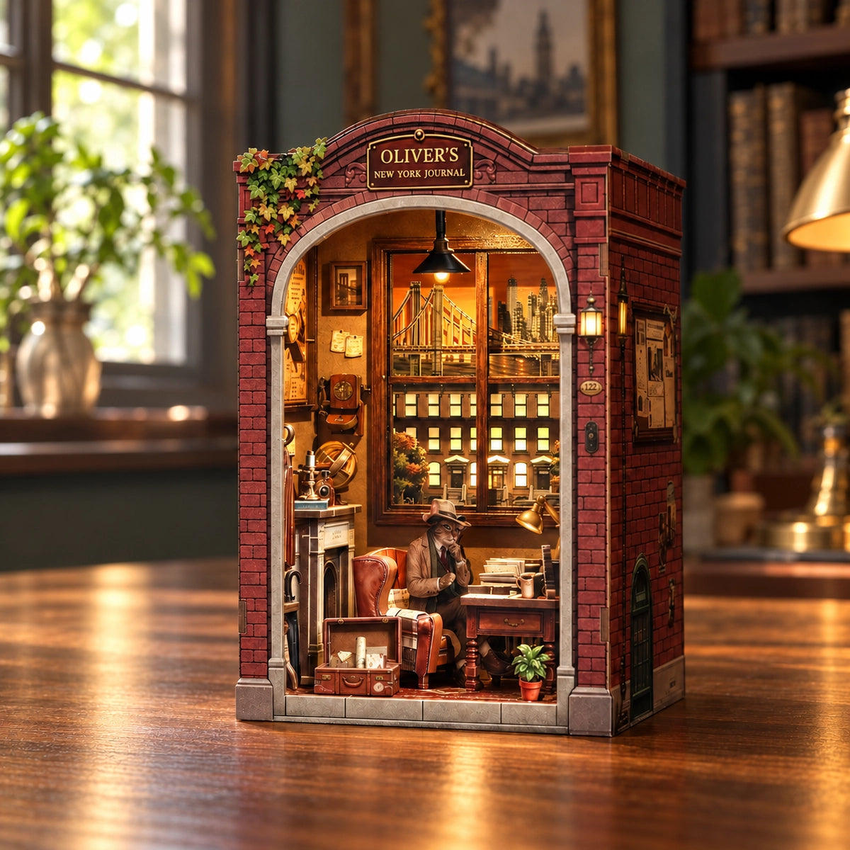 Beleuchtetes Oliver Book Nook mit Blick in die Lesestube