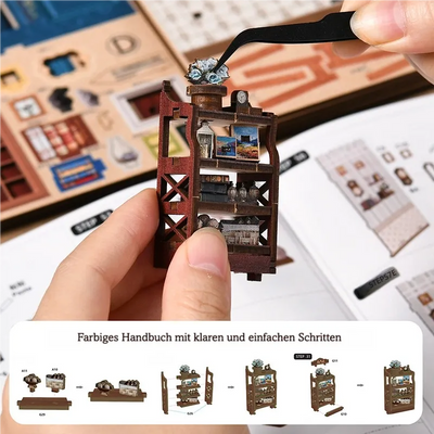 Montaggio di uno scaffale in miniatura con guida illustrata