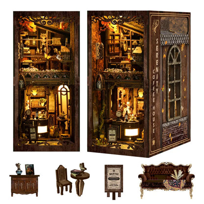 Book Nook - Serenity Coffee House Gesamtansicht mit präzise geschnittenen Holzteilen und hochwertiger Verarbeitung