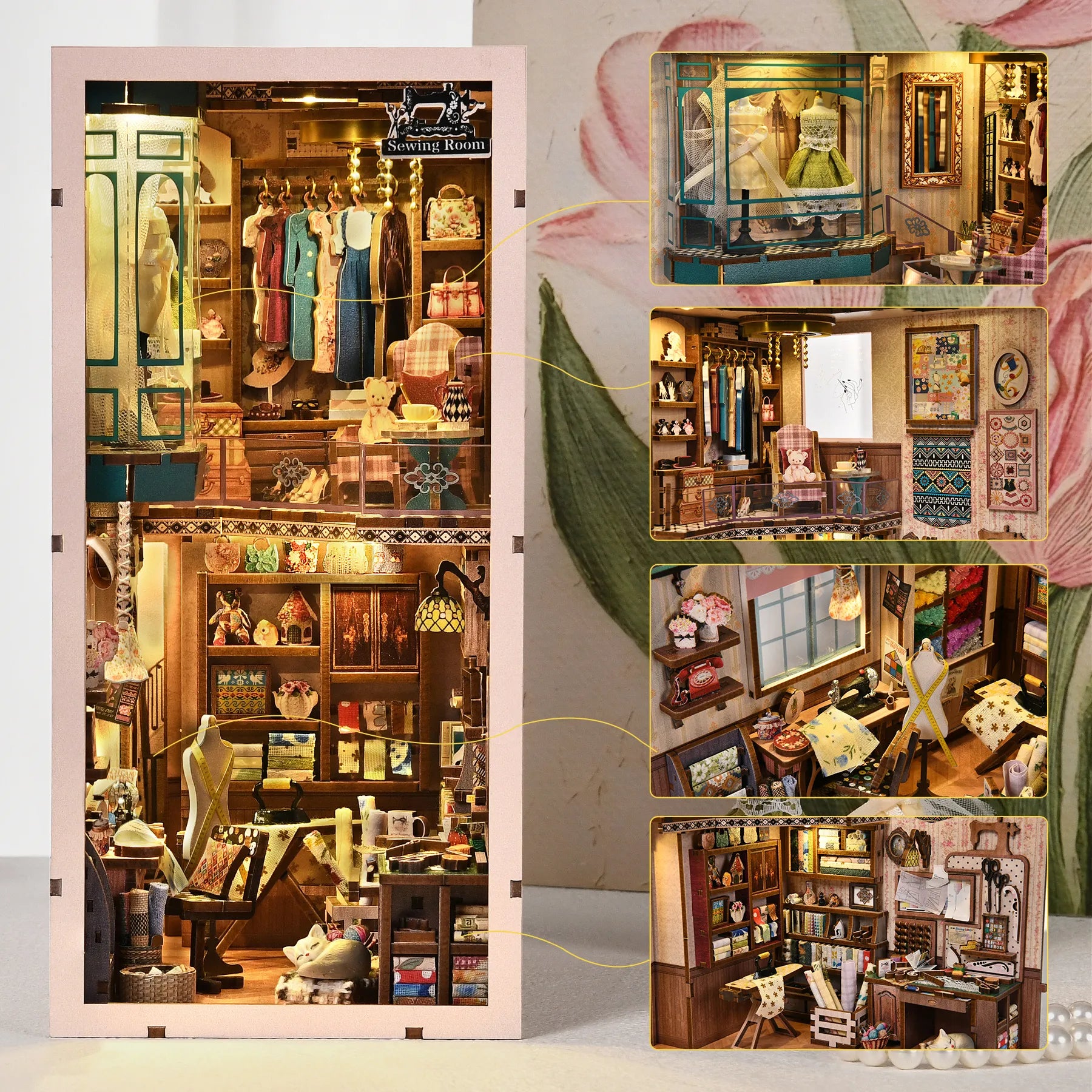 Detailansicht eines dekorativen Elements im Book Nook - Sewing Room mit feinen Details