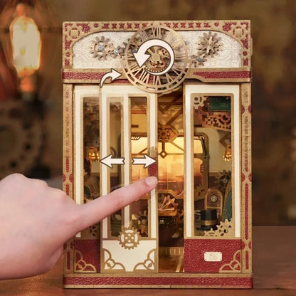 Nahaufnahme des Book Nook - Magical Library mit reichhaltigen Details
