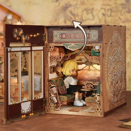 Nahaufnahme des Book Nook - Magical Library mit reichhaltigen Details