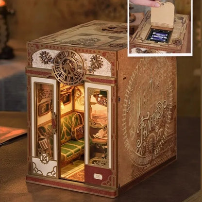 Nahaufnahme des Book Nook - Magical Library mit reichhaltigen Details