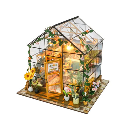 Book Nook - Sunshine Flower House Gesamtansicht mit präzise geschnittenen Holzteilen und hochwertiger Verarbeitung