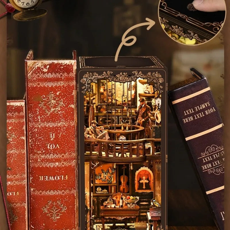 Book Nook - The Case of the Hidden Box mit Touch-Switch-Lichtfunktion