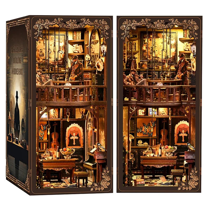 Book Nook - The Case of the Hidden Box Gesamtansicht mit präzise geschnittenen Holzteilen und hochwertiger Verarbeitung