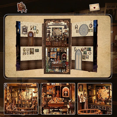 Nahaufnahme des Book Nook - The Case of the Hidden Box mit reichhaltigen Details