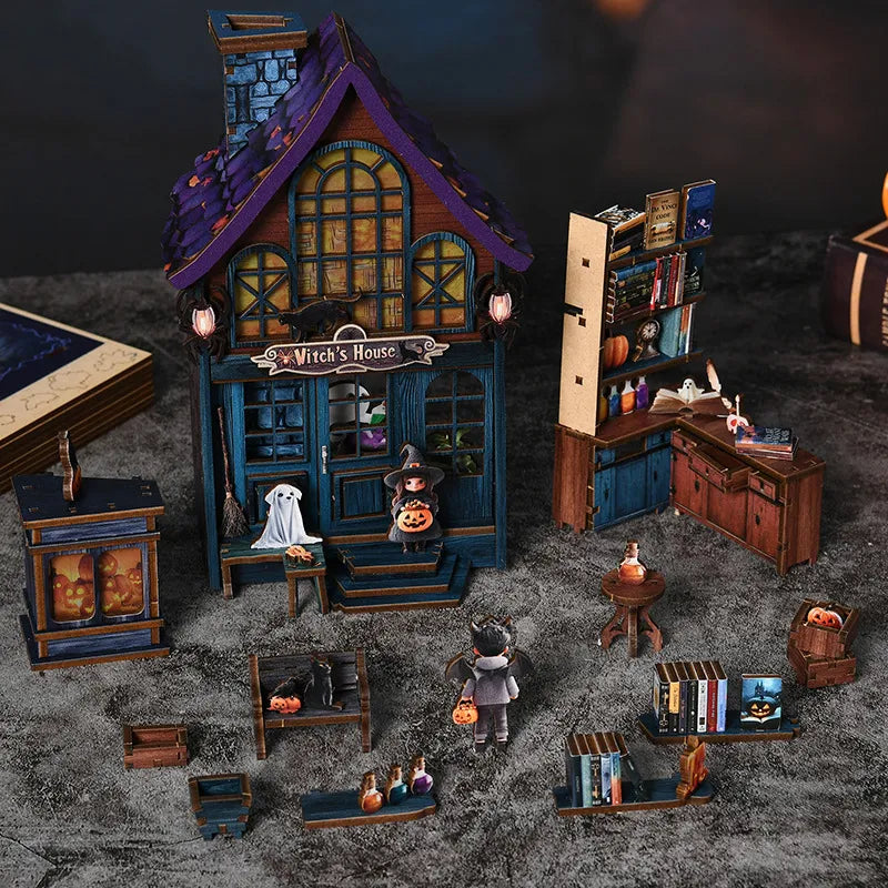 Detailansicht des Book Nook - The Magical Night Of The Castle mit präzise geschnittenen Holzteilen aus hochwertigem Material