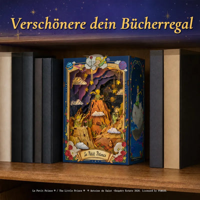 Beleuchtetes Der-kleine-Prinz-Book-Nook im Bücherregal