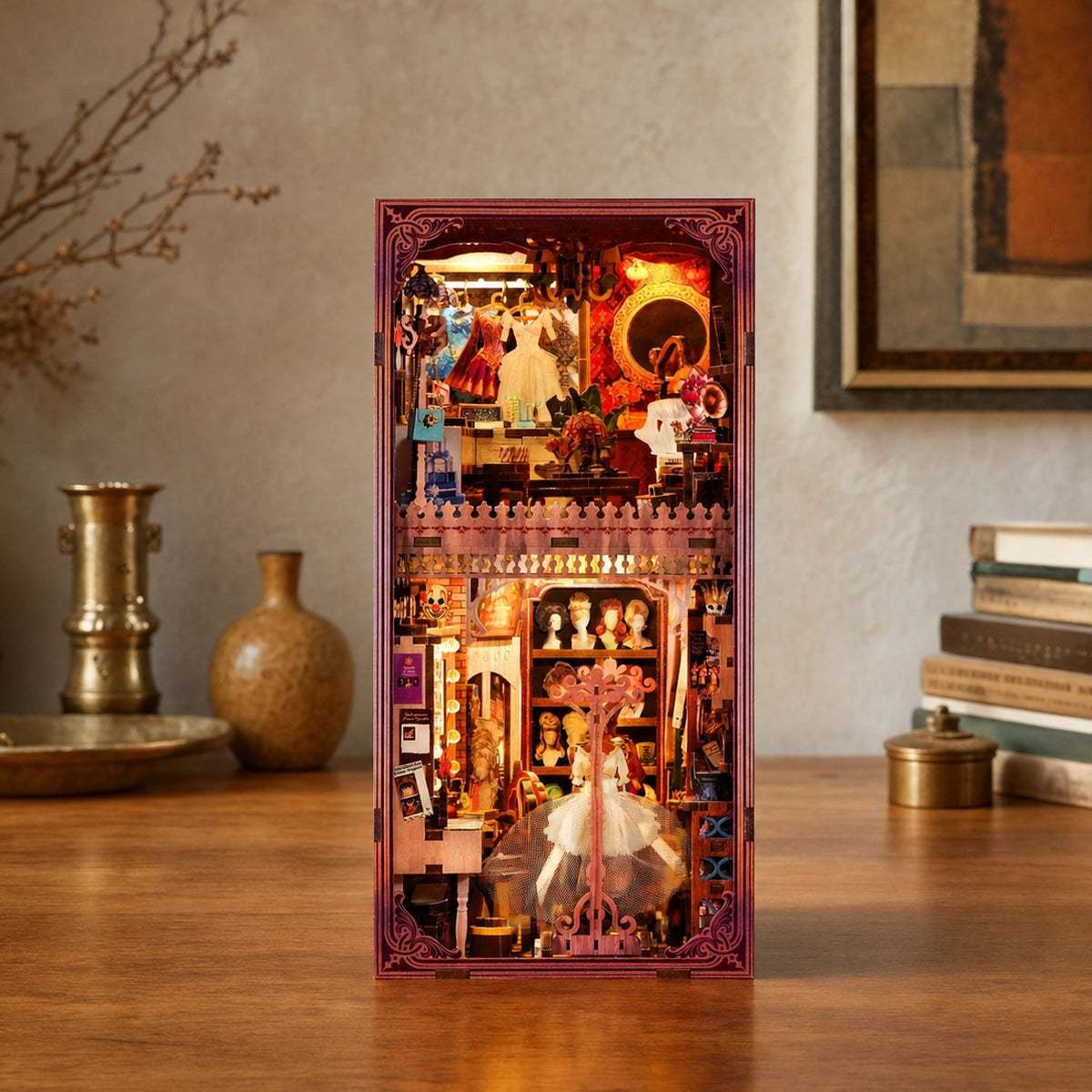 Book nook Theatre Dressing Room come decorazione in miniatura illuminata