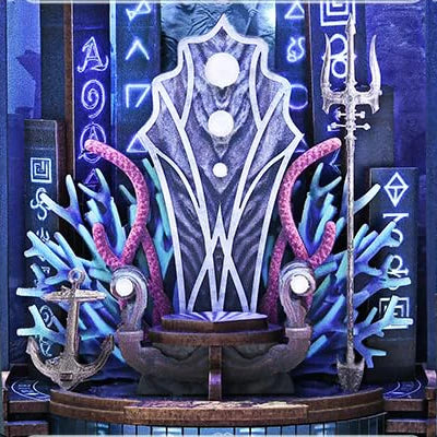 Seitliche Ansicht des Book Nook - Throne of Aqua mit gut sichtbaren Elementen