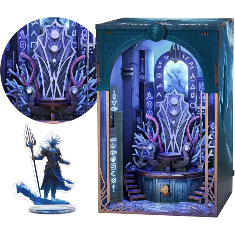 Book Nook - Throne of Aqua Gesamtansicht mit präzise geschnittenen Holzteilen und hochwertiger Verarbeitung