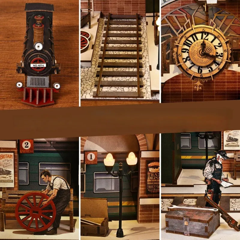 Detailansicht eines dekorativen Elements im Book Nook - Train Repair Station mit feinen Details