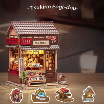 Nahaufnahme des Book Nook - Tsukino Eogi-dou mit reichhaltigen Details