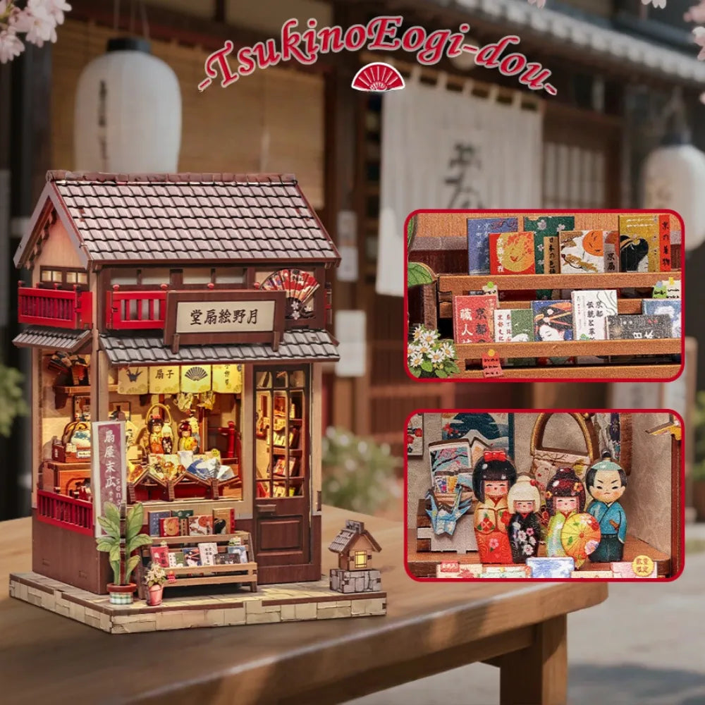 Nahaufnahme des Book Nook - Tsukino Eogi-dou mit reichhaltigen Details