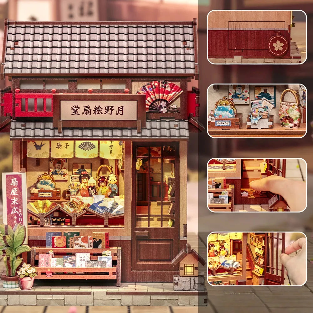 Nahaufnahme des Book Nook - Tsukino Eogi-dou mit reichhaltigen Details