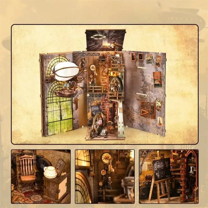 Nahaufnahme des Book Nook - Uncle Peter’s Warehouse mit reichhaltigen Details