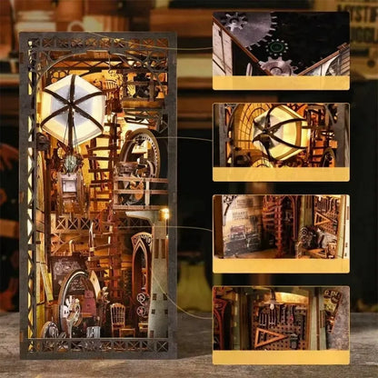 Nahaufnahme des Book Nook - Uncle Peter’s Warehouse mit reichhaltigen Details