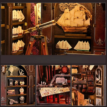 Nahaufnahme des Book Nook - Voyage Memories mit reichhaltigen Details