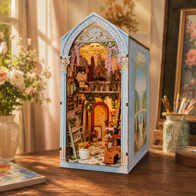 Woodland Flower Lane como Book Nook floral en un estudio artístico