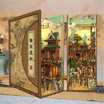 Book Nook - Song Dynasty Culture Gesamtansicht mit präzise geschnittenen Holzteilen und hochwertiger Verarbeitung