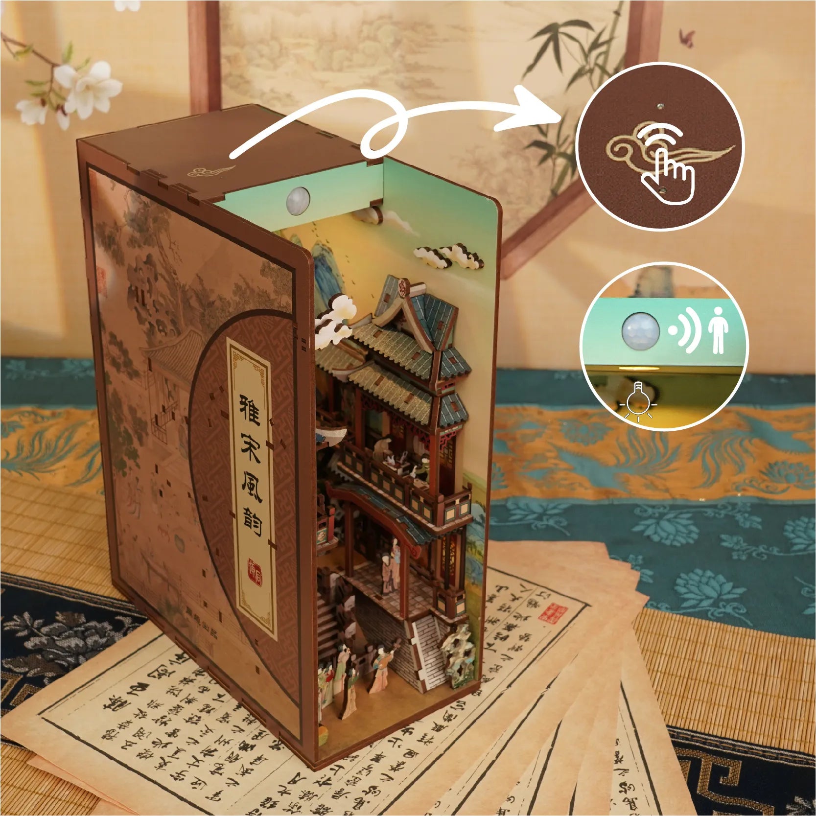 Book Nook - Song Dynasty Culture mit Touch-Switch-Lichtfunktion