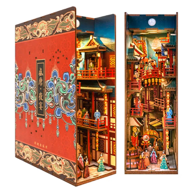 Book Nook - The Banquet of Tang Dynasty Gesamtansicht mit präzise geschnittenen Holzteilen und hochwertiger Verarbeitung