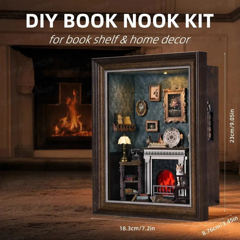 DIY 3D-Bilderrahmen Bausatz - Kaminhaus | Miniatur Diorama mit detaillierten Abmessungen