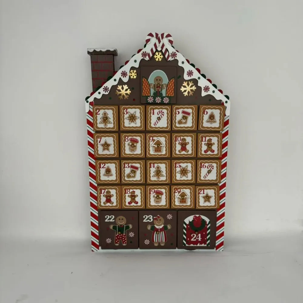 Lebkuchen-Holzhaus Adventskalender Gesamtansicht mit detaillierter Szenerie