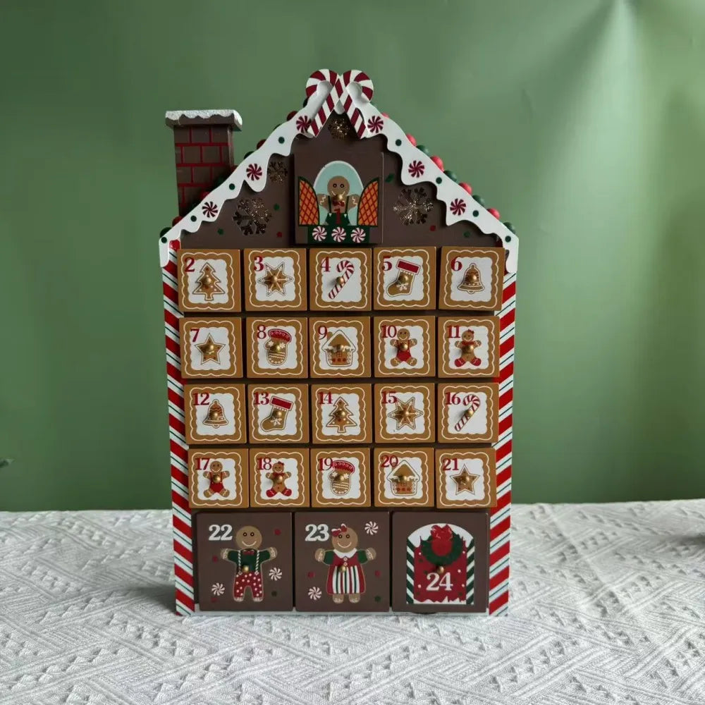 Lebkuchen-Holzhaus Adventskalender Gesamtansicht mit detaillierter Szenerie