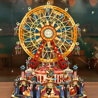 DIY Holz-Spieluhr - Century Ferris Wheel Gesamtansicht mit detaillierter Szenerie