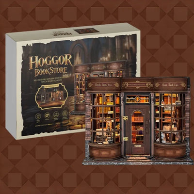Geschenkverpackung des Miniatur Haus Bausatz - Hoggor Bookstore für Sammler und als ideales Geschenk