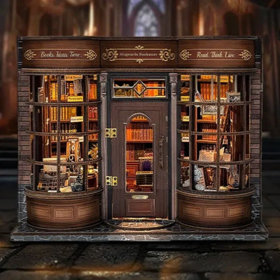 Miniatur Haus Bausatz - Hoggor Bookstore Gesamtansicht mit detaillierter Szenerie