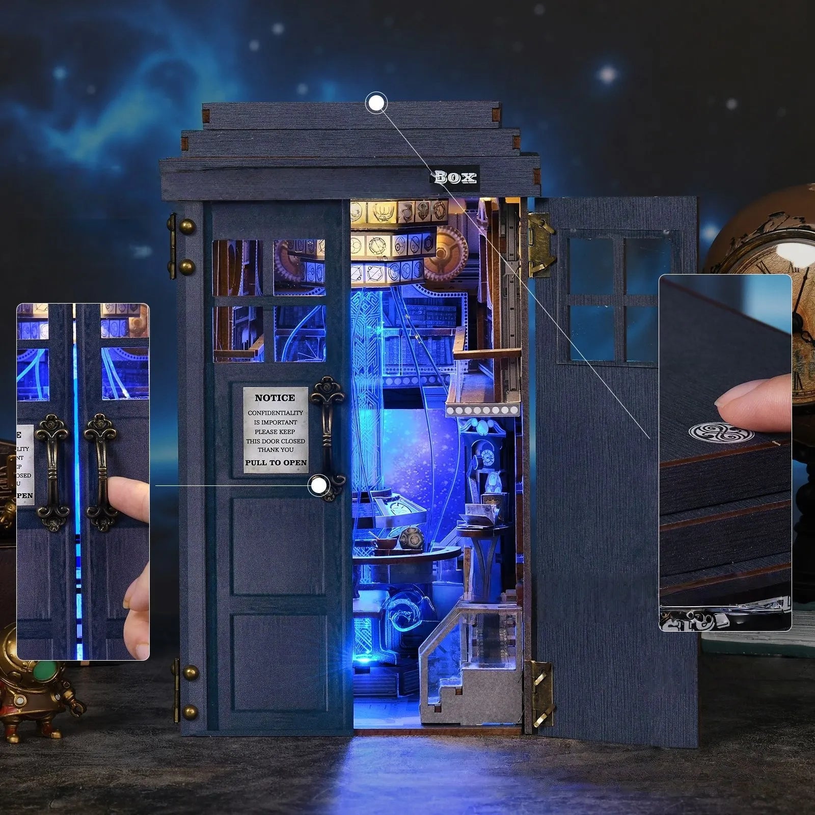 Book Nook - Mysterious Phone Booth mit Touch-Switch-Lichtfunktion