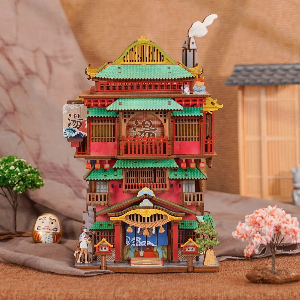 Miniatur Haus Bausatz - Onsen Saga Gesamtansicht mit detaillierter Szenerie