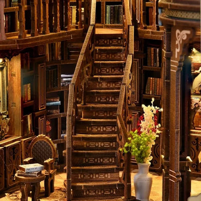 Nahaufnahme des Miniatur Haus Bausatz - Qimeng Bookstore mit reichhaltigen Details