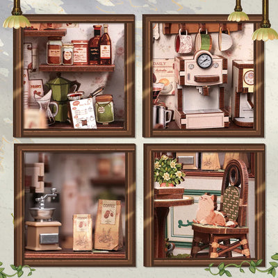 Detailansicht eines dekorativen Elements im Miniatur Haus Bausatz - Sunny Cafe mit feinen Details