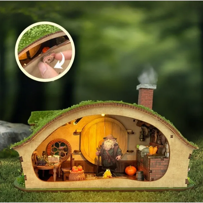 Eigenschaften des Miniatur Haus Bausatz - The Magic Ring House wie hochwertige Materialien und LED-Lichter