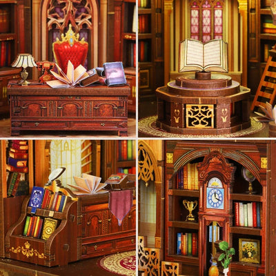 Detailansicht eines dekorativen Elements im Miniatur Haus Bausatz - Wanguo Bookstore mit feinen Details