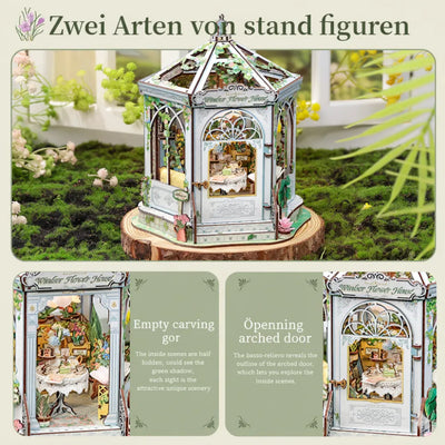 Nahaufnahme des Miniatur Haus Bausatz - Windsor Flower House mit reichhaltigen Details