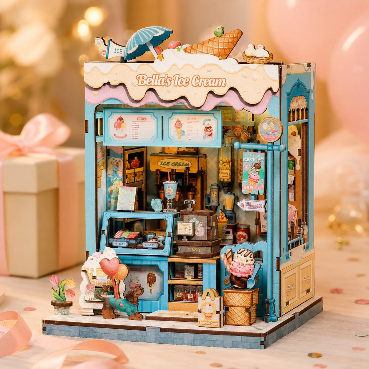 Casa in miniatura Bella's Ice Cream come idea regalo in luce calda