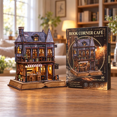 Book Corner Cafe naast de verpakking