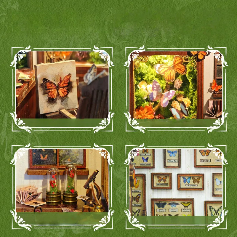 Detailansicht eines dekorativen Elements im Miniatur Haus - Butterfly House mit feinen Details