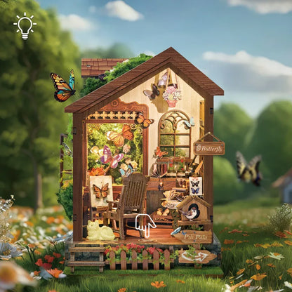 Miniatur Haus - Butterfly House mit Touch-Switch-Lichtfunktion