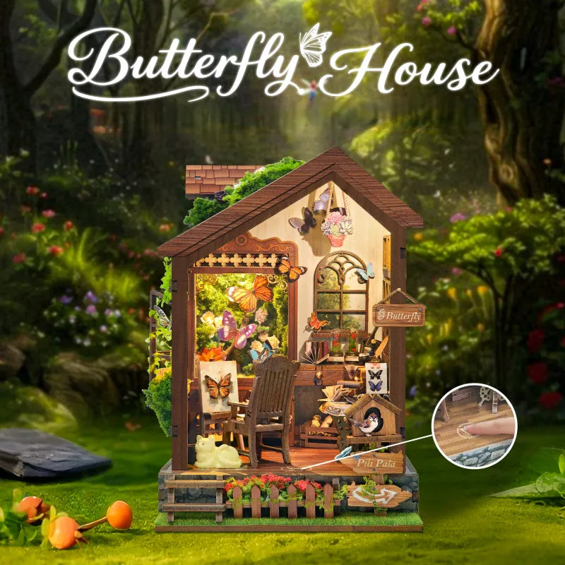 Miniatur Haus - Butterfly House Gesamtansicht mit detaillierter Szenerie